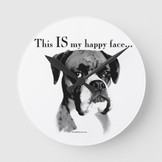 Boxer Happy Face Round Clock (Front)