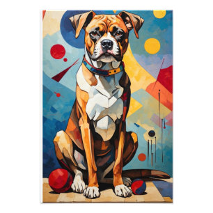Boxer Harmony: A Digital Ode to Kandinsky's Canine Photo Print