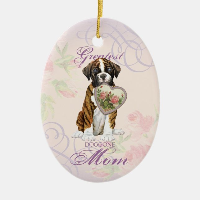 Boxer Heart Mum Ceramic Ornament (Front)