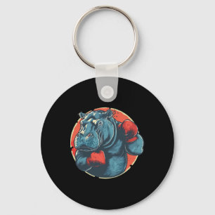 Boxer Hippo With Boxing Gloves Kickboxing Funny Bo Key Ring