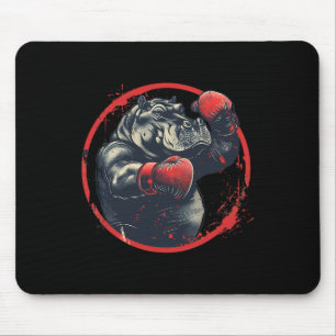 Boxer Hippo With Boxing Gloves Kickboxing Funny Bo Mouse Mat