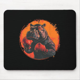 Boxer Hippo With Boxing Gloves Kickboxing Funny Bo Mouse Mat