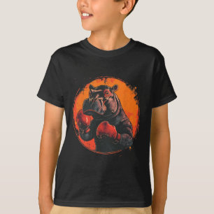 Boxer Hippo With Boxing Gloves Kickboxing Funny Bo T-Shirt