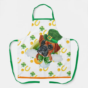 Boxer Holiday Home Decor St Patricks Day Dog Apron