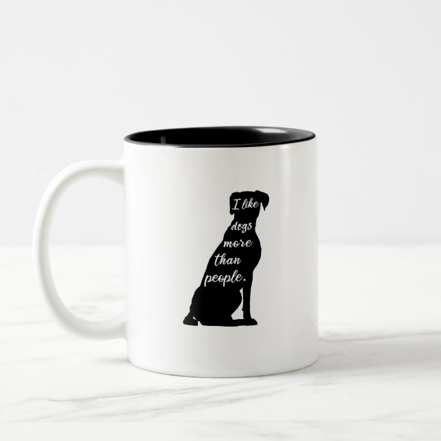 Boxer I Like Dogs More Than People Black Design Two-Tone Coffee Mug (Left)