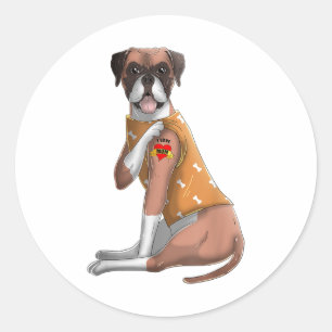 Boxer I Love Mum Tattoo Dog Shirt Funny Mothers Da Classic Round Sticker