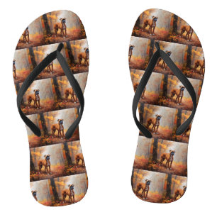 Boxer in Autumn Leaves Fall Inspire Flip Flops