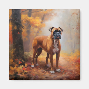 Boxer in Autumn Leaves Fall Inspire Magnet