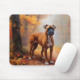 Boxer in Autumn Leaves Fall Inspire  Mouse Mat
