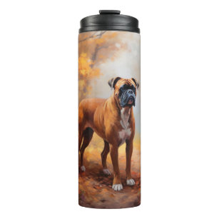 Boxer in Autumn Leaves Fall Inspire  Thermal Tumbler