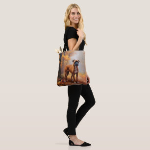 Boxer in Autumn Leaves Fall Inspire Tote Bag
