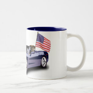 Boxer in blue sportscar mug