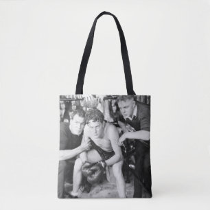 Boxer in corner with trainersboxing, vintage, retr tote bag