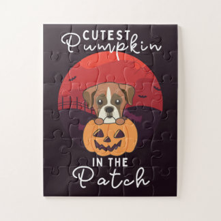 Boxer In Pumpkin Dogs Cutest Pumpkin In The Patch  Jigsaw Puzzle