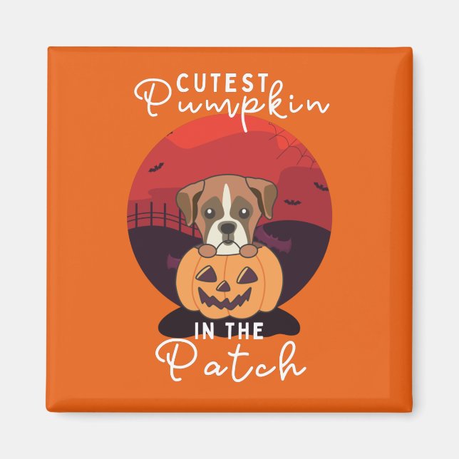 Boxer In Pumpkin Dogs Cutest Pumpkin In The Patch Magnet (Front)