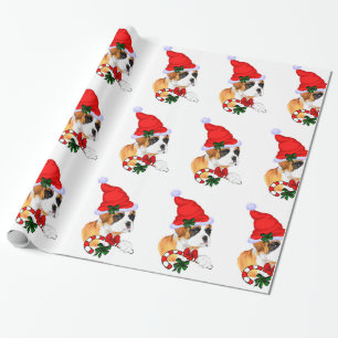 Boxer In Santa Hat Christmas Wrapping Paper