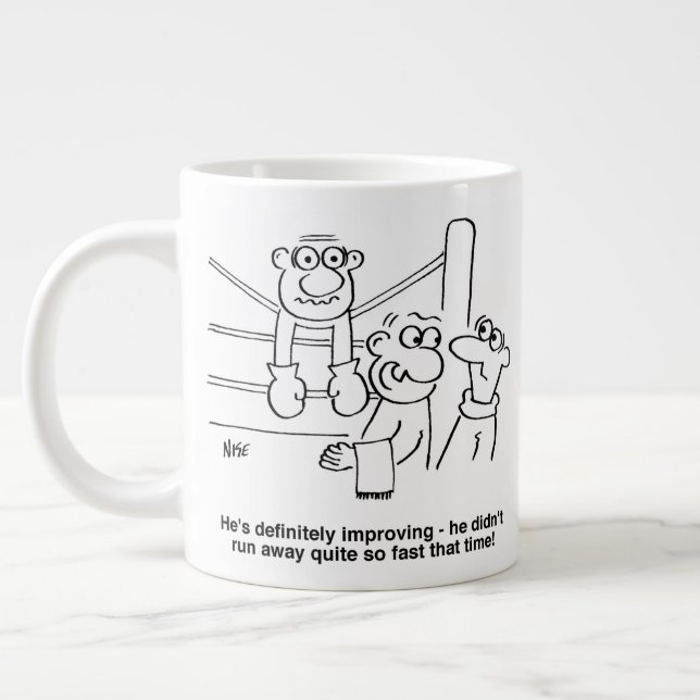 Boxer in the Boxing Ring. Boxing Match Large Coffee Mug (Left)