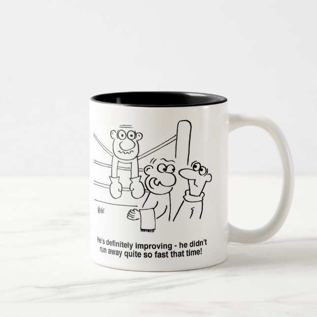 Boxer in the Boxing Ring. Funny Boxing Two-Tone Coffee Mug (Right)