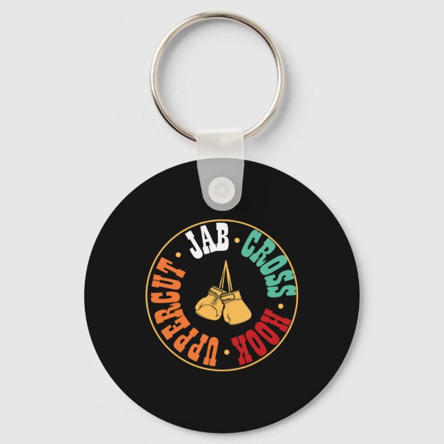 Boxer Kickboxing Workout Gift Jab Cross Hook Upper Key Ring (Front)