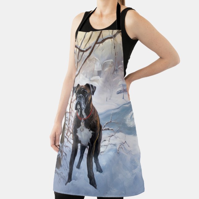 Boxer Let It Snow Christmas Apron (Insitu)