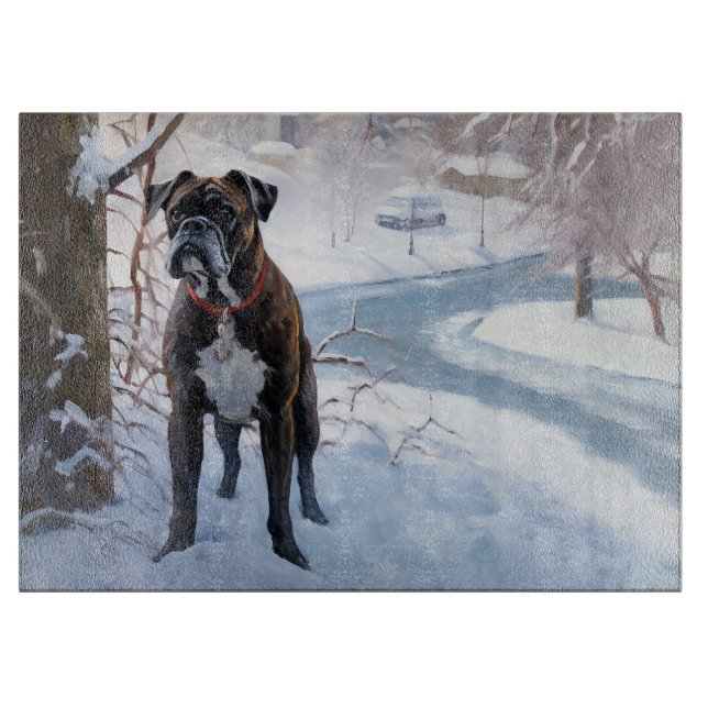 Boxer Let It Snow Christmas Cutting Board (Front)
