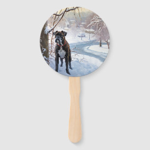 Boxer Let It Snow Christmas Hand Fan