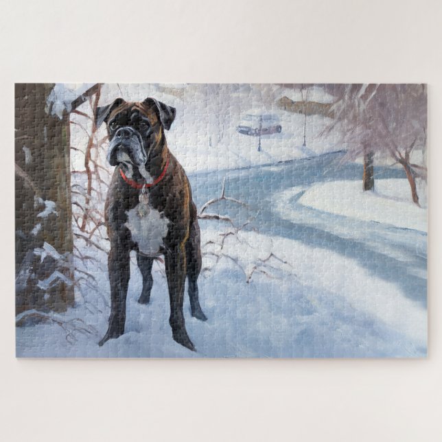 Boxer Let It Snow Christmas Jigsaw Puzzle (Horizontal)