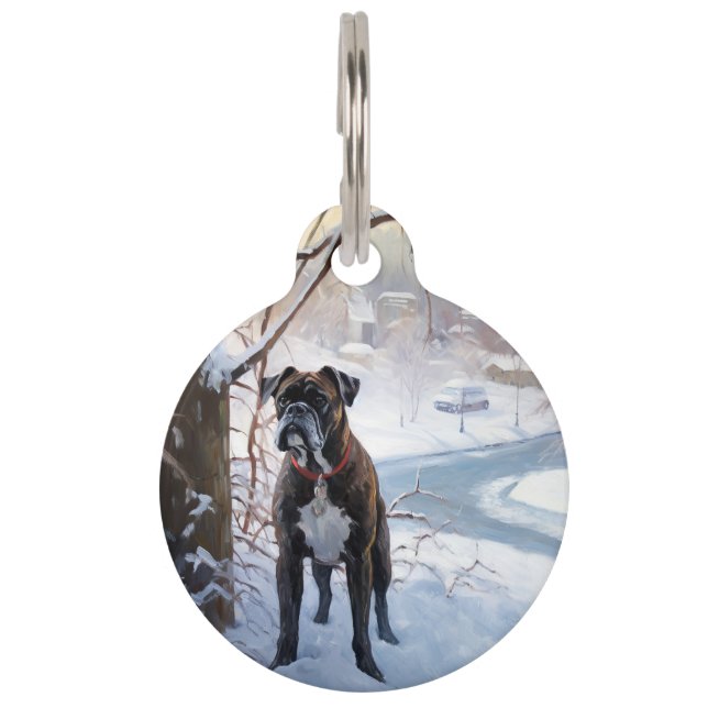 Boxer Let It Snow Christmas Pet Tag (Front)