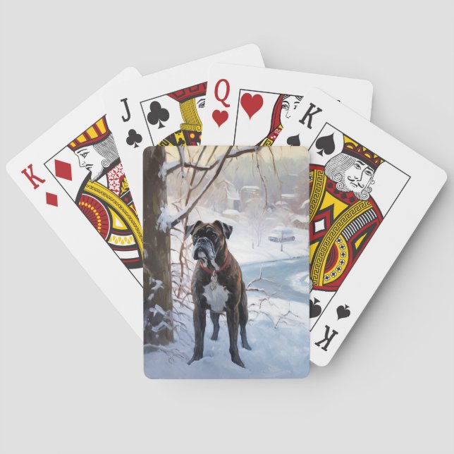 Boxer Let It Snow Christmas Playing Cards (Back)