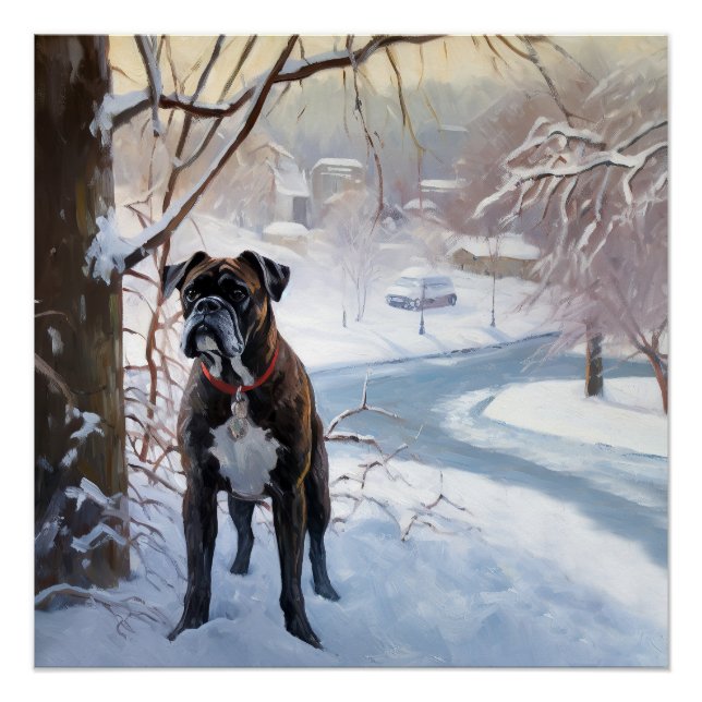 Boxer Let It Snow Christmas Poster (Front)