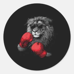 Boxer Lion Portrait Motif Wildlife Kickboxing Love Classic Round Sticker