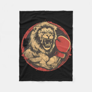 Boxer Lion Portrait Motif Wildlife Kickboxing Love Fleece Blanket