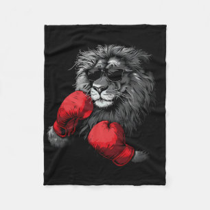 Boxer Lion Portrait Motif Wildlife Kickboxing Love Fleece Blanket