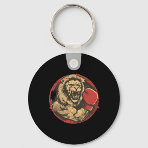 Boxer Lion Portrait Motif Wildlife Kickboxing Love Key Ring