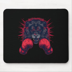 Boxer Lion Portrait Motif Wildlife Kickboxing Love Mouse Mat