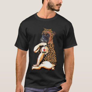 Boxer Lovers I Love Mum Tattoo Leopard Mothers Day T-Shirt