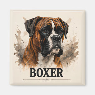 Boxer Loyal Family Dog Portrait Premium Artwork Magnet