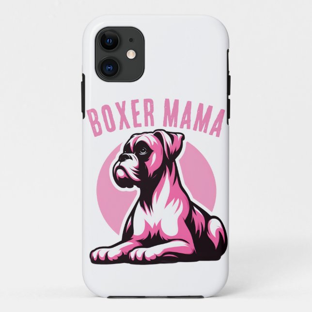 Boxer Mama: Cute Pink Boxer Dog Silhouette   Case-Mate iPhone Case (Back)