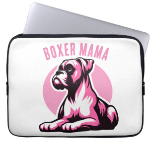 Boxer Mama: Cute Pink Boxer Dog Silhouette Laptop Sleeve