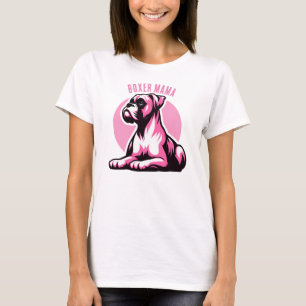 Boxer Mama: Cute Pink Boxer Dog Silhouette T-Shirt
