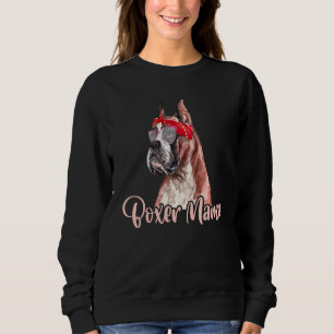 Boxer Mama Mummy Mum Red Scarf Eyeglasses Paws Top