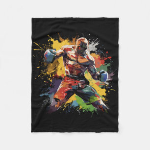 Boxer Man Boxing Paint Splash Boxing Gloves  Fleece Blanket