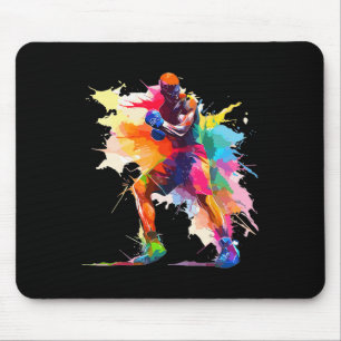 Boxer Man Boxing Paint Splash Kickboxer Kickboxing Mouse Mat