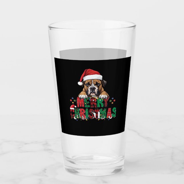 Boxer - Merry Christmas Dog Oversized T-Shirt Glass (Front)