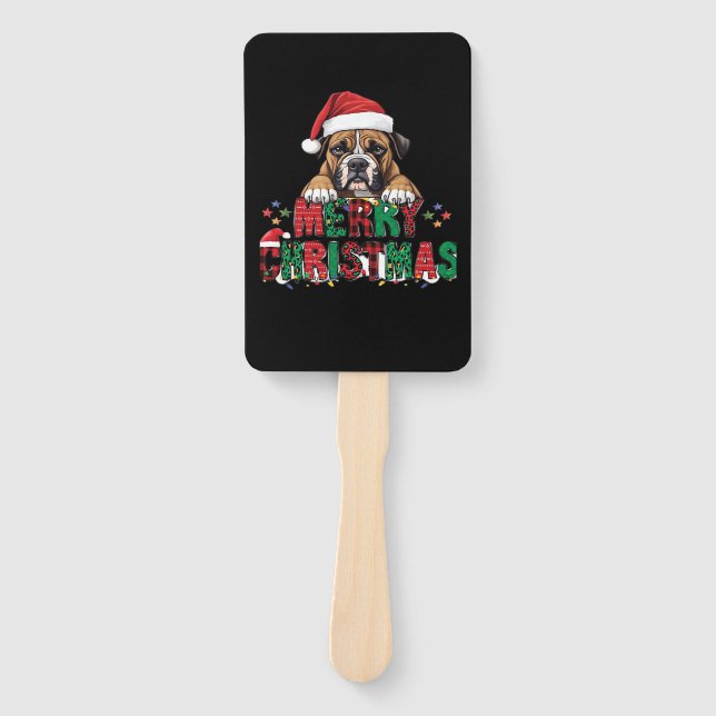 Boxer - Merry Christmas Dog Oversized T-Shirt Hand Fan (Front)