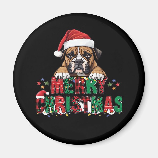 Boxer - Merry Christmas Dog Oversized T-Shirt Magnet (Front)