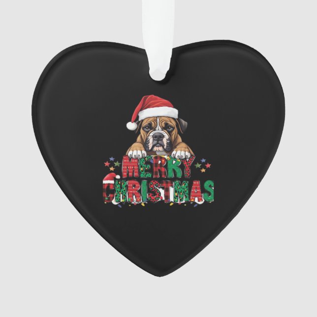 Boxer - Merry Christmas Dog Oversized T-Shirt Ornament (Front)