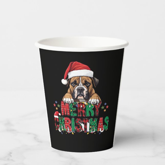 Boxer - Merry Christmas Dog Oversized T-Shirt Paper Cups (Front)