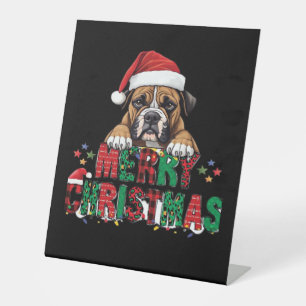Boxer - Merry Christmas Dog Oversized T-Shirt Pedestal Sign
