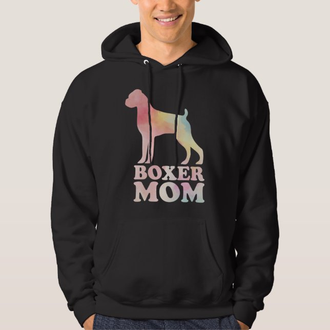 Boxer Mom Colorful Boxer  Dog Mom Mothers Day Hoodie (Front)